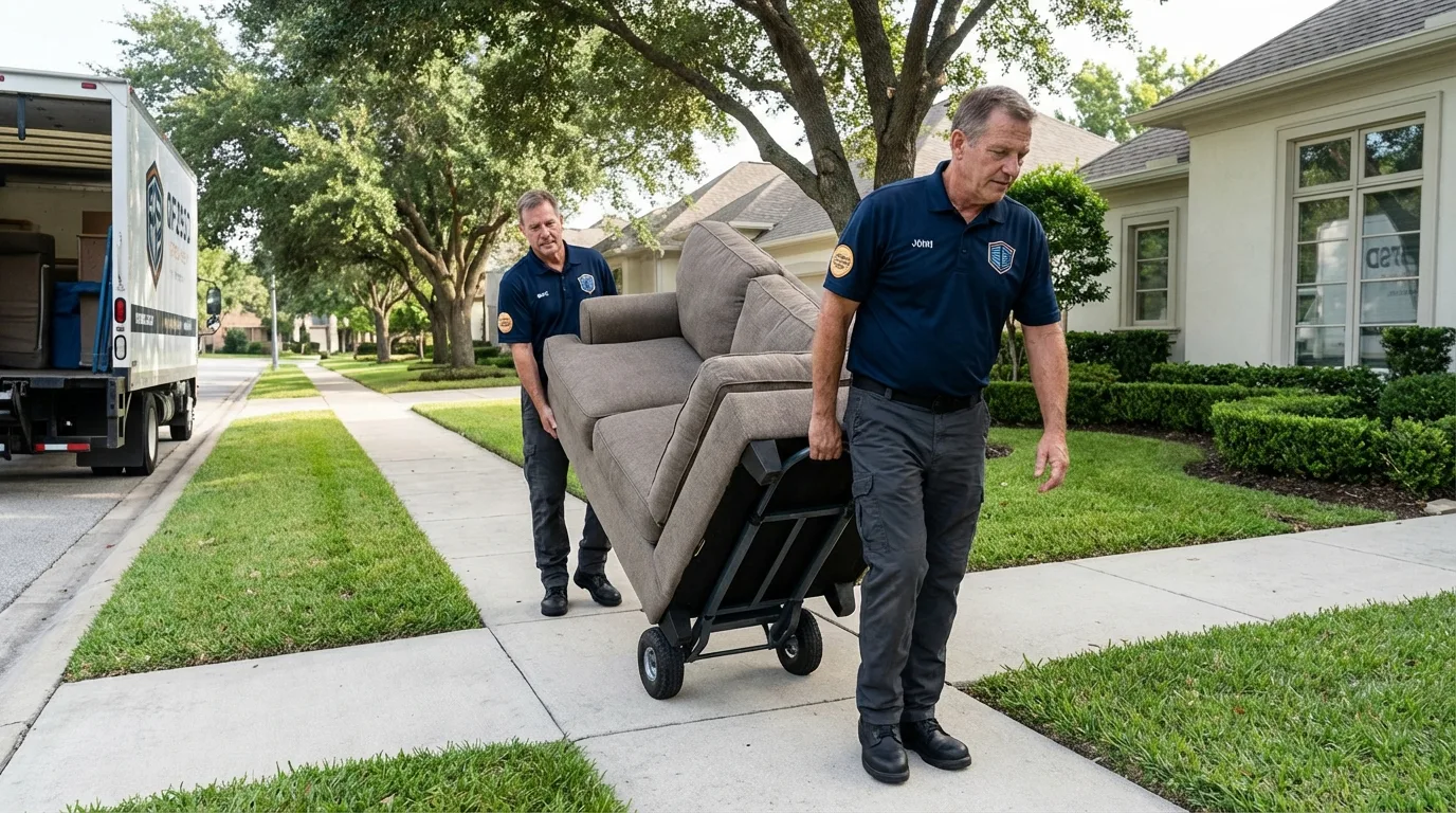 Local residential moving crew loading furniture in Trenton, IL